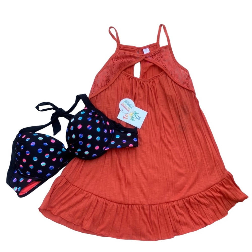 Beach Bundle Bikini Top & Tunic Cover Up NWT Womenโs Size Large